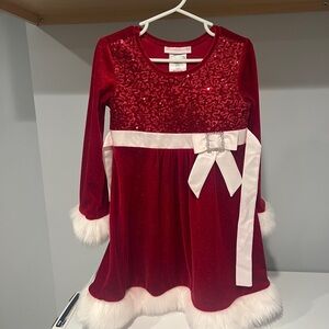 Bonnie Jean Red Sequin Dress Santa Mara Claus velvet dress 4T